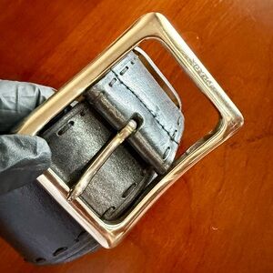 PRADA Black and Silver Leather Belt